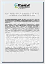 POLÍTICA DE SISTEMA GENERAL DE SEGURIDAD Y SALUD EN EL TRABAJO