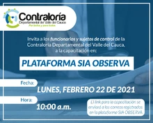 Invitación Capacitación PLATAFORMA SIA OBSERVA - Febrero 22 de 2021 
