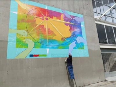 Mural por la transparencia y el control ciudadano en el Estadio Pascual Guerrero