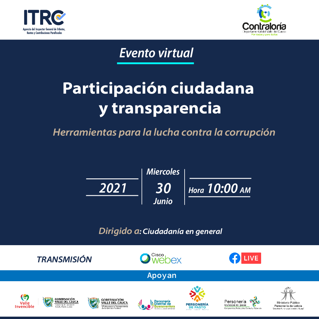Evento virtual Participación ciudadana y transparencia - Herramientas para la lucha contra la corrupción