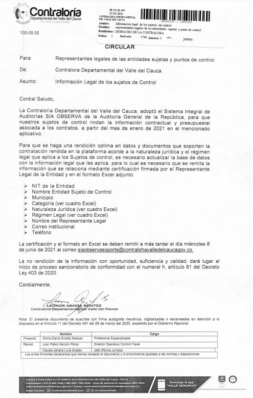 Captura circular información legal sujetos de control Captura circular información legal sujetos de control